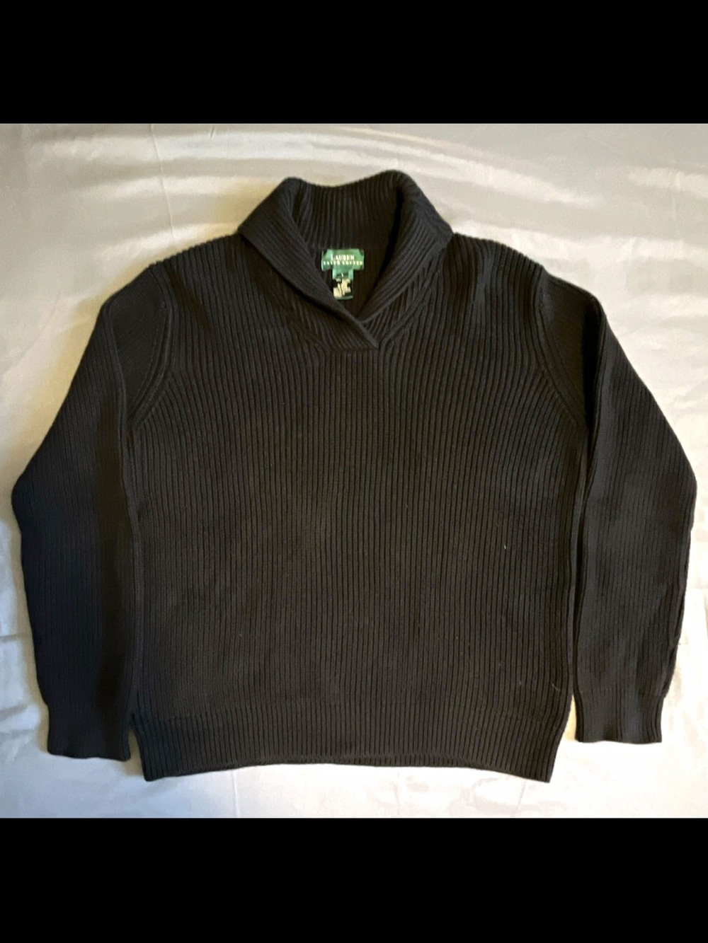 Lauren Ralph Lauren LRL Shawl Collared Pullover Sweater 100% Cotton Vintage